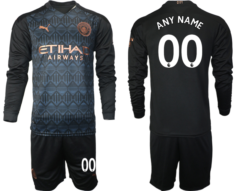 Men 2021 Manchester city home long sleeve custom soccer jerseys->manchester city jersey->Soccer Club Jersey